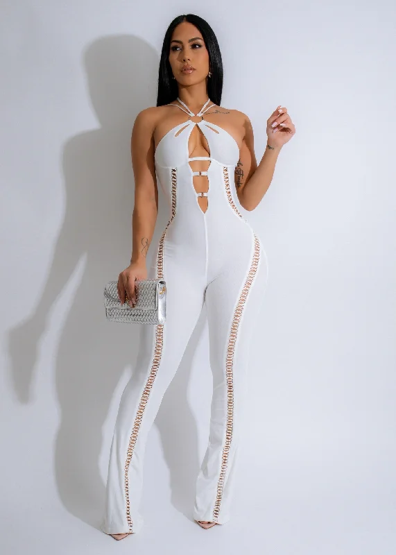 Ethereal Allure Mesh Jumpsuit White