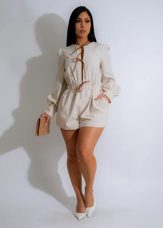 Meadow Breeze Linen Romper Nude