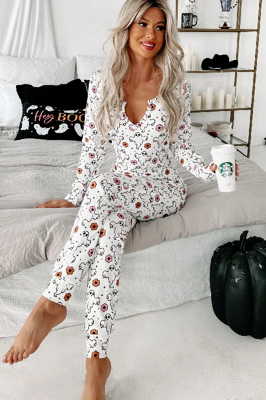 Sweet Dreams Ghost Floral Printed Onesie (White)