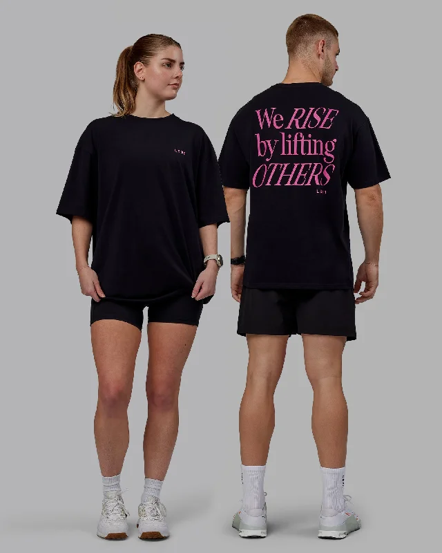 Unisex Lift-Up FLXCotton Tee Oversize - Black-Fuchsia Pink