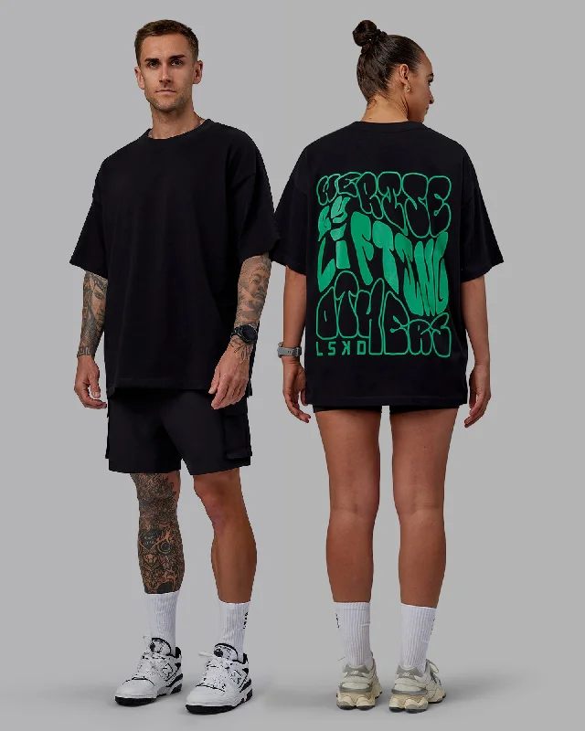 Unisex We Rise Heavyweight Tee Oversize - Black-Impact Green