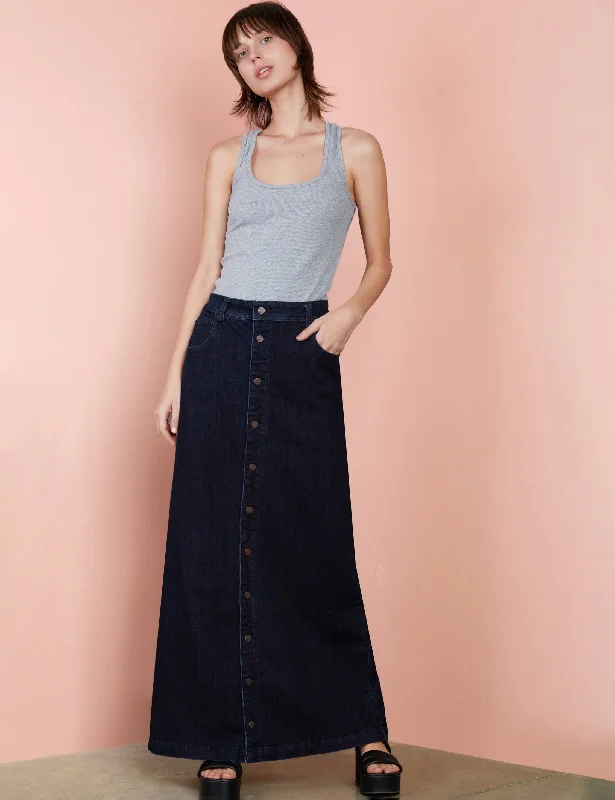 Button Front Maxi Skirt