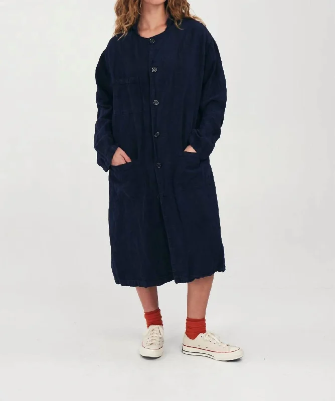 Linen Lab Coat In Navy