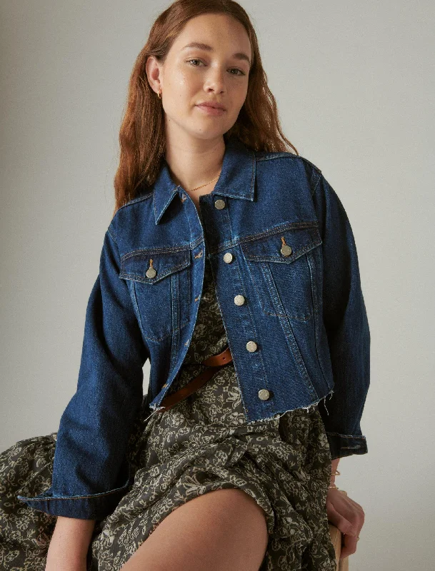 Lucky Brand Women's Cropped Denim Trucker Jacket