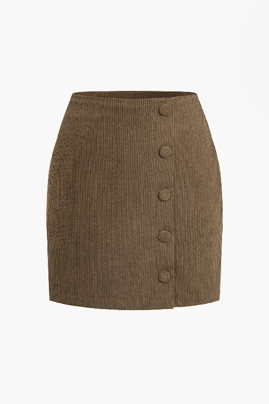 Solid Corduroy Mini Skirt