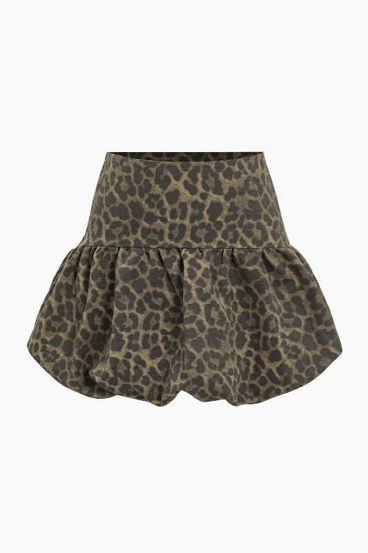 Leopard Print Ruffle Skirt