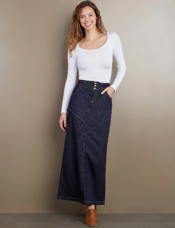 Pieced Denim Maxi Skirt