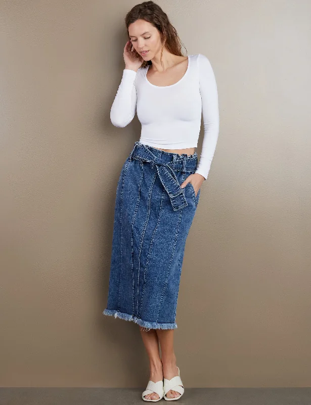 Tie Front Denim Skirt