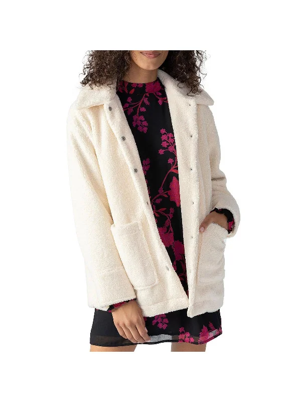 Womens Faux Sherpa Cold Weather Teddy Coat