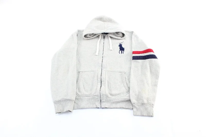 Polo by Ralph Lauren Embroidered Logo Grey Zip Up Hoodie