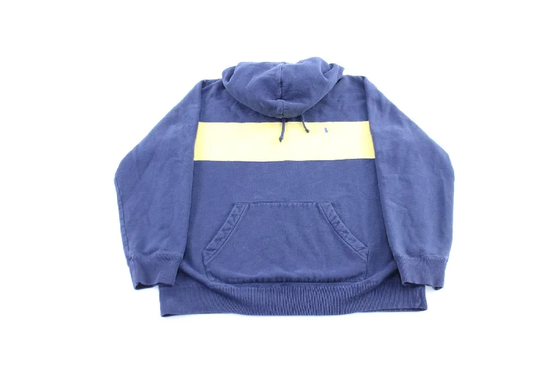 Polo by Ralph Lauren Embroidered Logo Navy & Yellow Pullover Hoodie