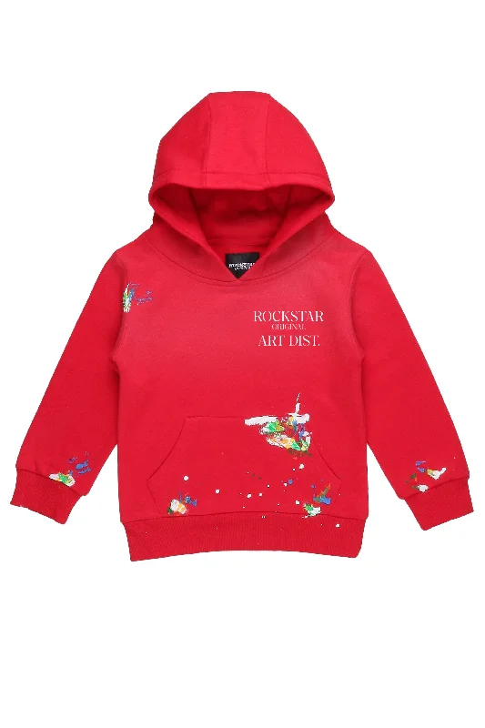 Boys Rockstar Art Dist. Red Graphic Hoodie