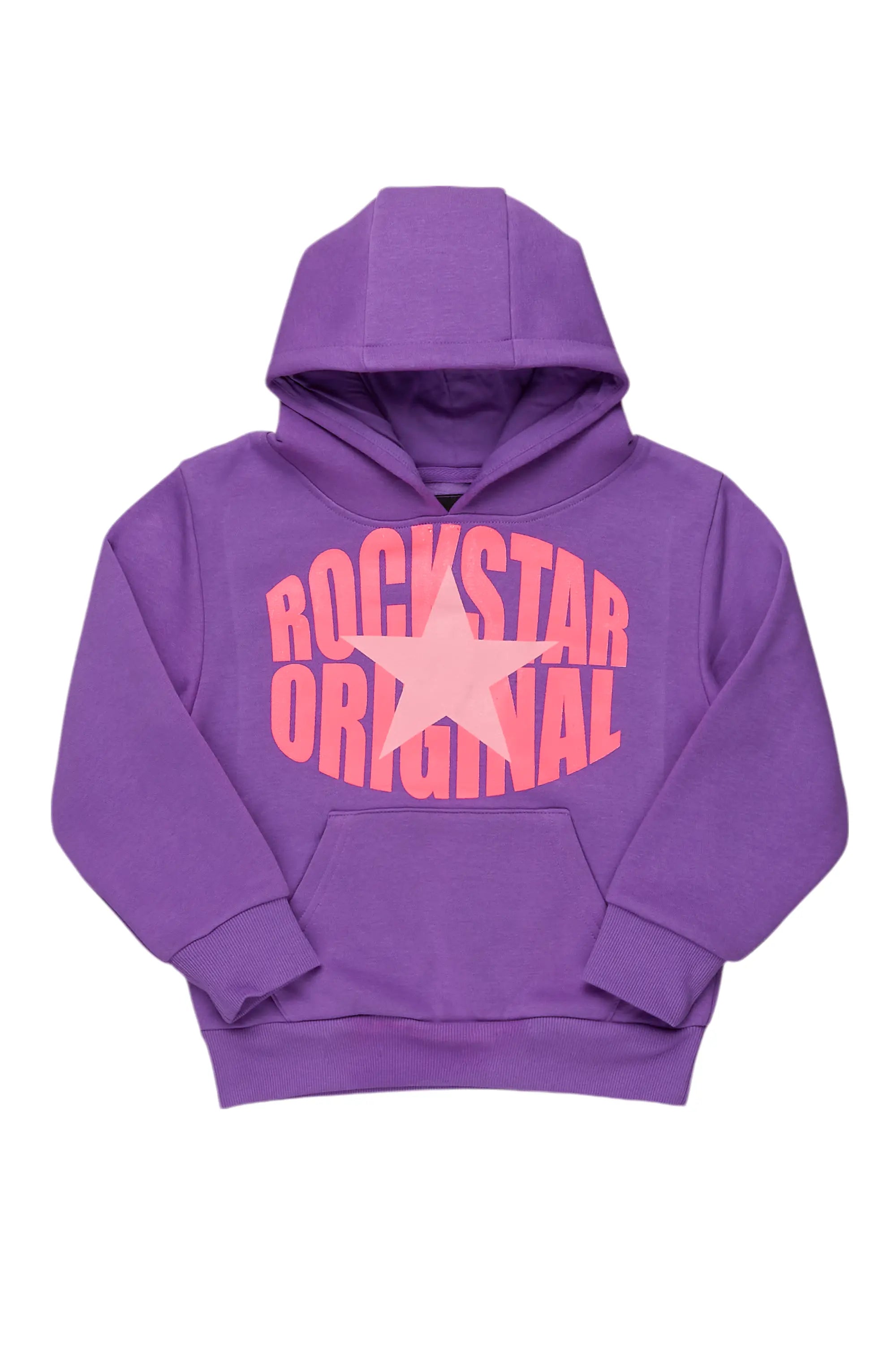 Girls Haash Purple Graphic Hoodie