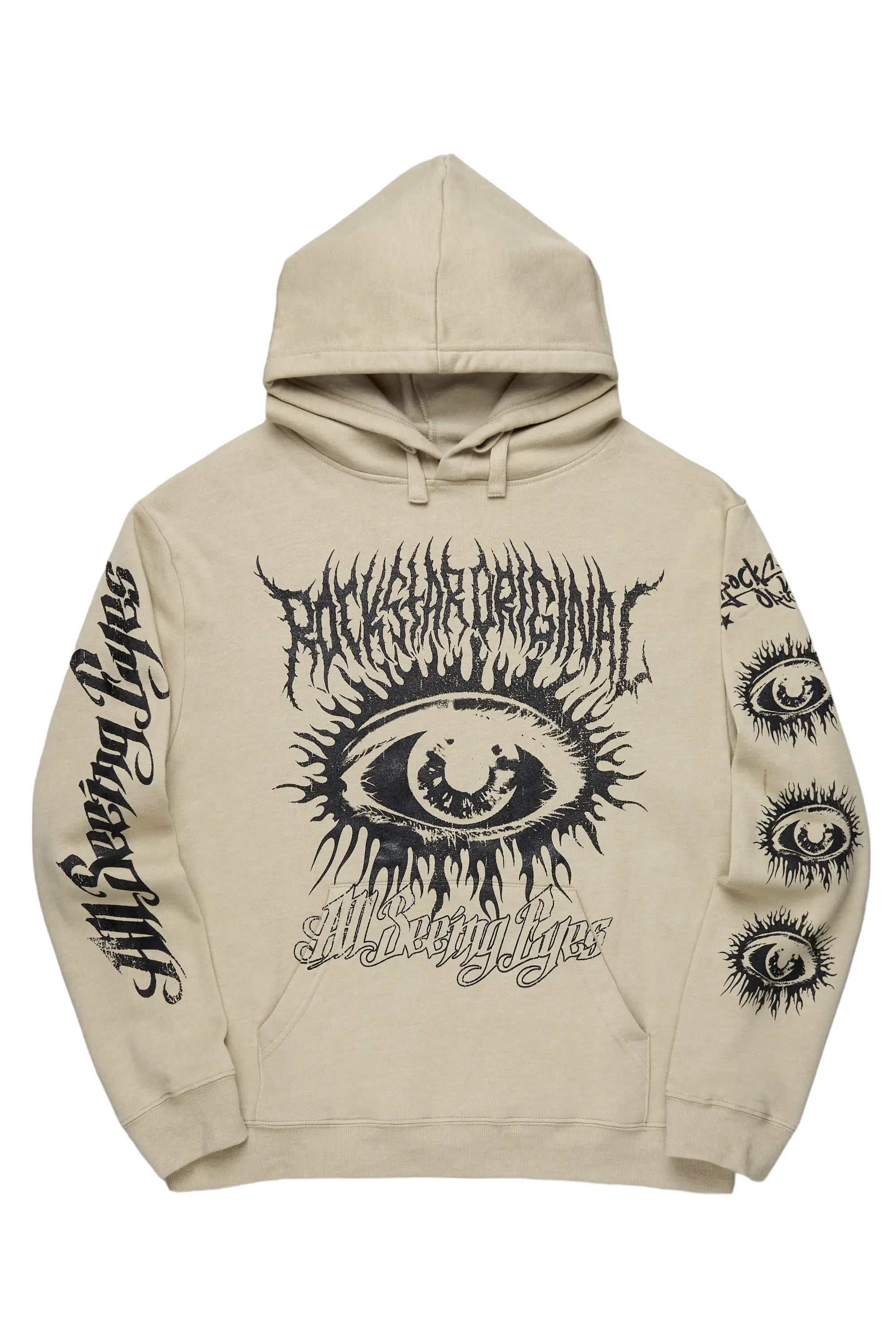 All Seeing Eyes Oatmeal Graphic Hoodie