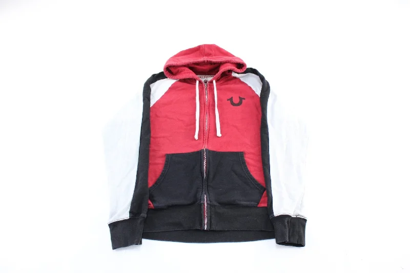 True Religion Red, Black, & White Zip Up Hoodie