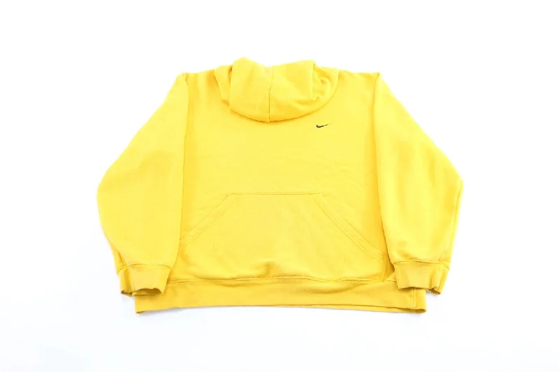 Y2K Nike Embroidered Logo Yellow Pullover Hoodie