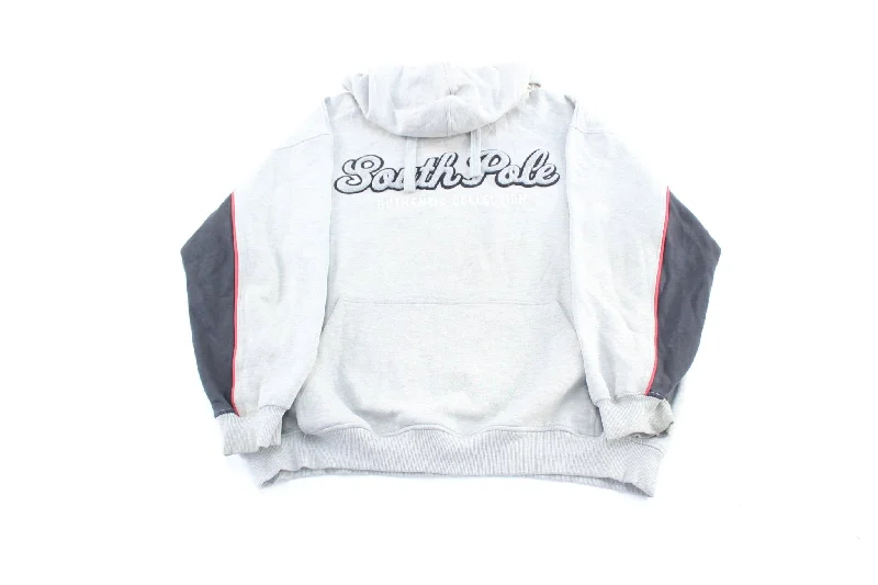 Y2K SouthPole Embroidered Grey & Black Pullover Hoodie