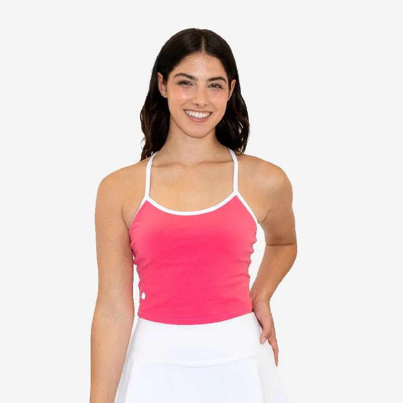 Sculpt Ava Crop Top - Dragonfruit / White