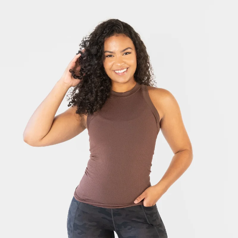 Bella Ribbed Tank - Fossil