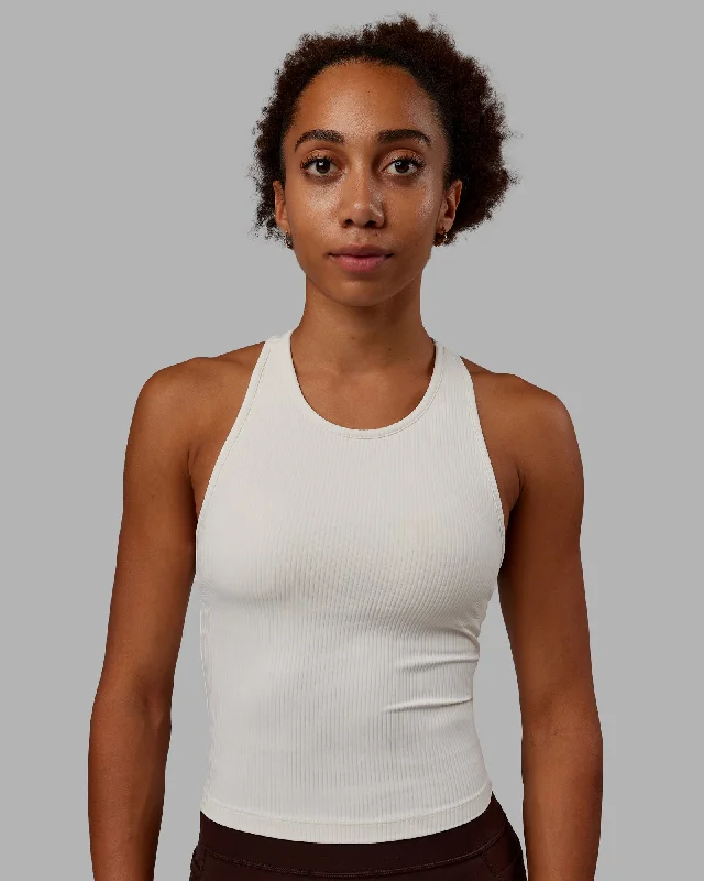 Luxe Ribbed Flow Performance Tank with Shelf Bra - Off White