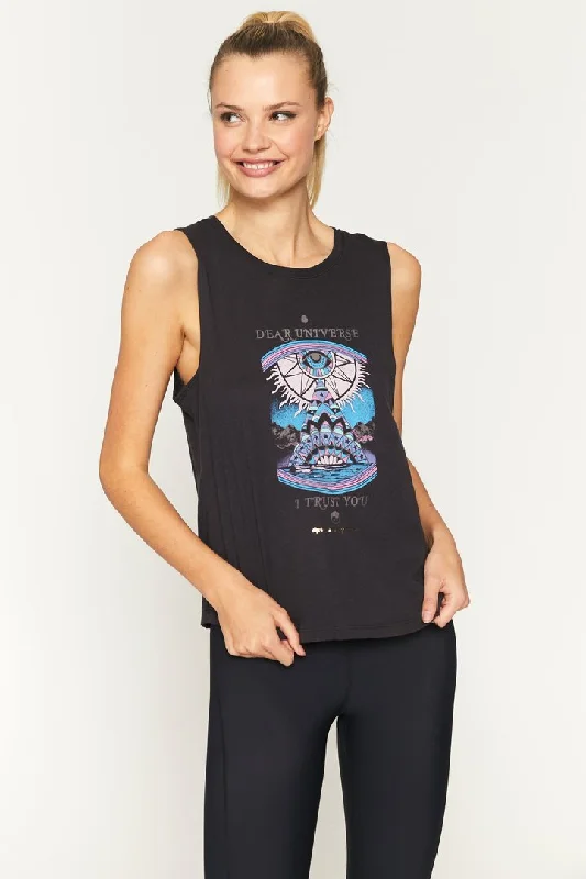 SPIRITUAL GANGSTER  // DEAR MUSCLE TANK - VINTAGE BLACK